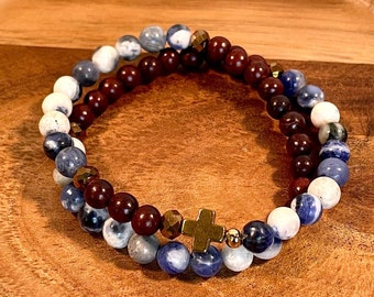 Stella Maris Rosary Bracelet: Rosewood & Sodalite Double Wrap