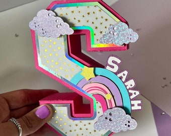 Rainbow 3D Letter, Rainbow Birthday Party, Rainbow Party Decorations, My Littler Pony 3D Letter.