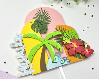 Tropical Cake Topper, Tropical Birthday Party, Tropical Party Decorations, Tropical Custom Cake Topper.