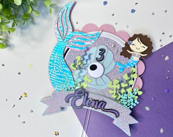 Mermaid Cake Topper, Mermaid Birthday Party, Mermaid Party Decorations, Mermaid Custom Cake Topper.