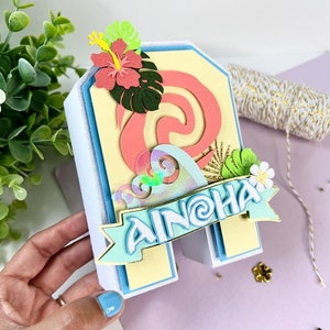 Carta 3D Moana, Aniversário Moana, Festa de Aniversário Moana, Decoração de Festa Moana, Suprimentos de Aniversário Moana, Decoração Moana.