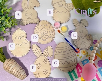 Wood Cutout | Easter Wood Cutout | Laser Wood Cutout | Custom Wood Cutout | DIY Wood Cutout | DIY Coloring Wood.