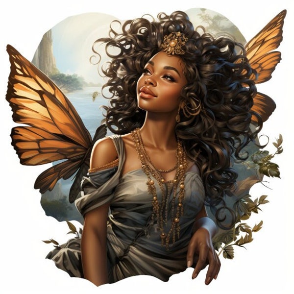 Fairies Clipart 25 PNG Bundle | Watercolor Fairies Clipart | Fairies PNG | Fairies Clipart | Fantasy Fairies PNG| African American Fairy png