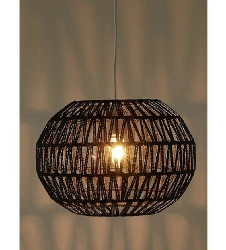 Black Rattan Style Light Shade and Modern Rattan Table Lamp Etsy UK