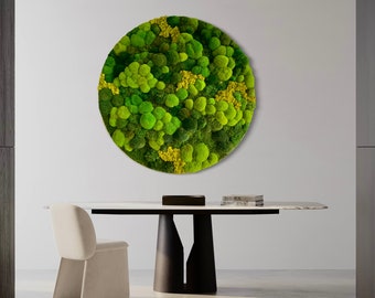 Circle Moss Art. Round Wood Frame. Moss Wall. Living Wall Art. Home Decor. Wall hangings. Green Wall. Nature.