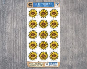 Schüchterne Sonnenblume | Planer Aufkleber | Niedliche Blumen-Aufkleber | Kansas Aufkleber