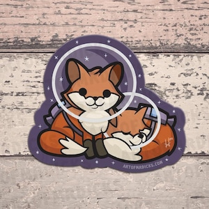 Space Foxes | Cute Foxes in Space| Original Artwork | Cute Space Critter Sticker | Sticker