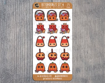 OctoDoodle Set 4 / Pegatinas del planificador / Pegatinas del planificador de Halloween / Pegatinas de dulces de Halloween
