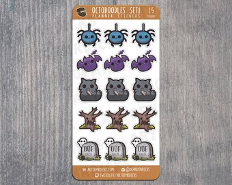 OctoDoodle Set 1 | Planner Stickers | Halloween Planner Stickers | Falloween Planner Set