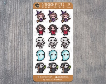 OctoDoodle Set 2 | Planner Stickers | Halloween Planner Stickers |  Witchy Planner Set