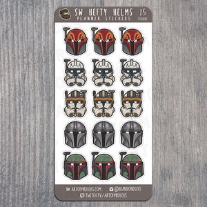 Hefty Helms Planner Stickers | Planner Stickers | The Mando | Boba | Space Helmets