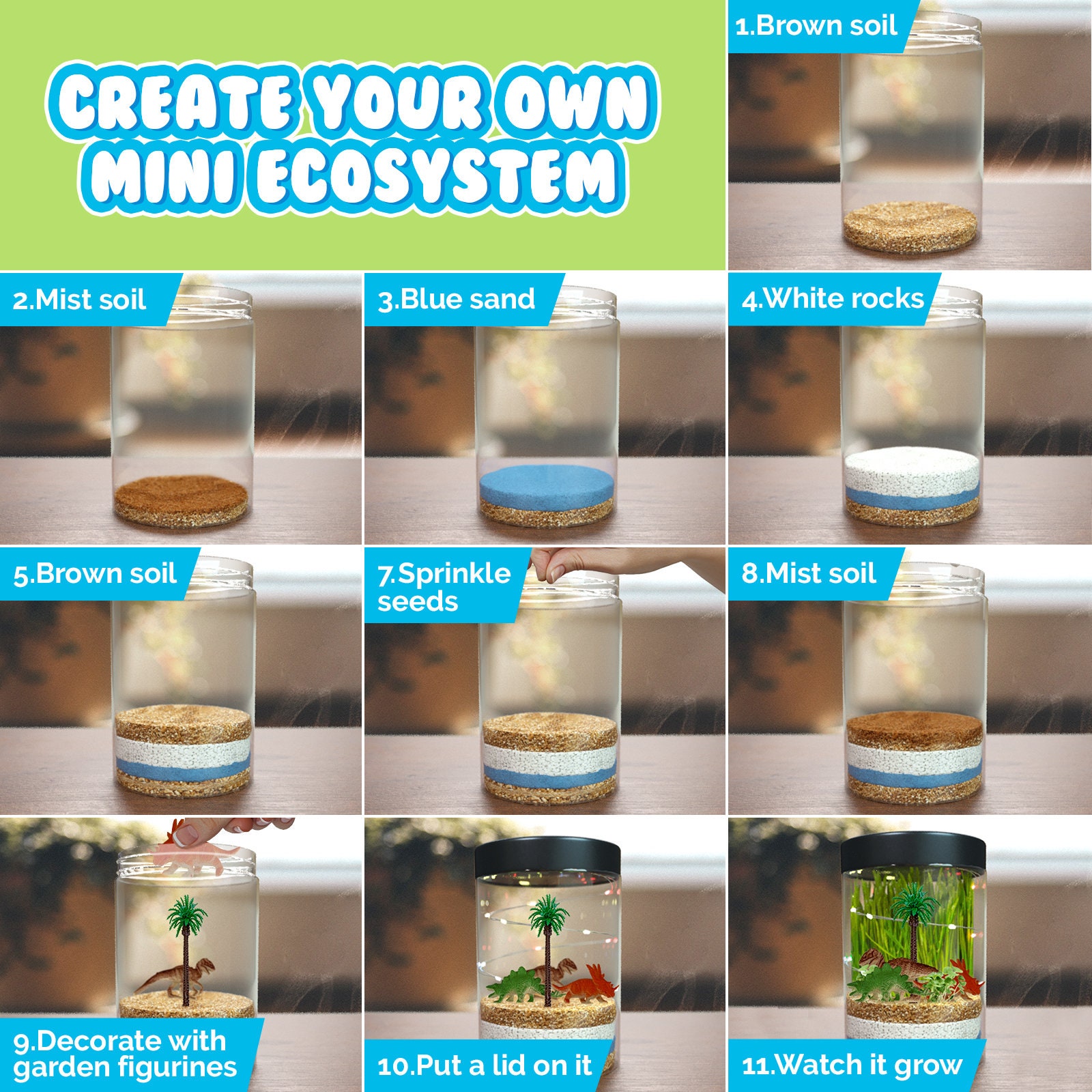 Dinosaur Terrarium Kit for Kids DIY Light up Terrarium Kit Etsy