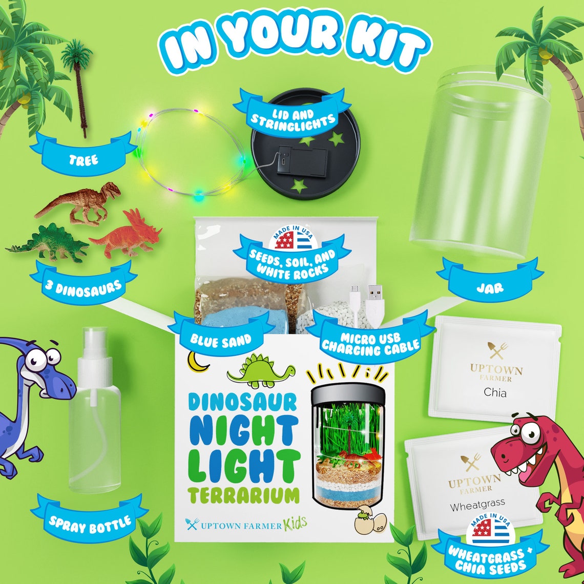Dinosaur Terrarium Kit for Kids DIY Light up Terrarium Kit Dinosaur
