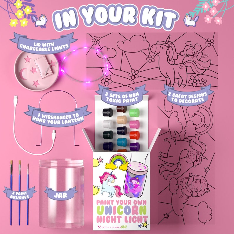 Unicorn Nightlight Paint Your Own Unicorn Art Kit Etsy