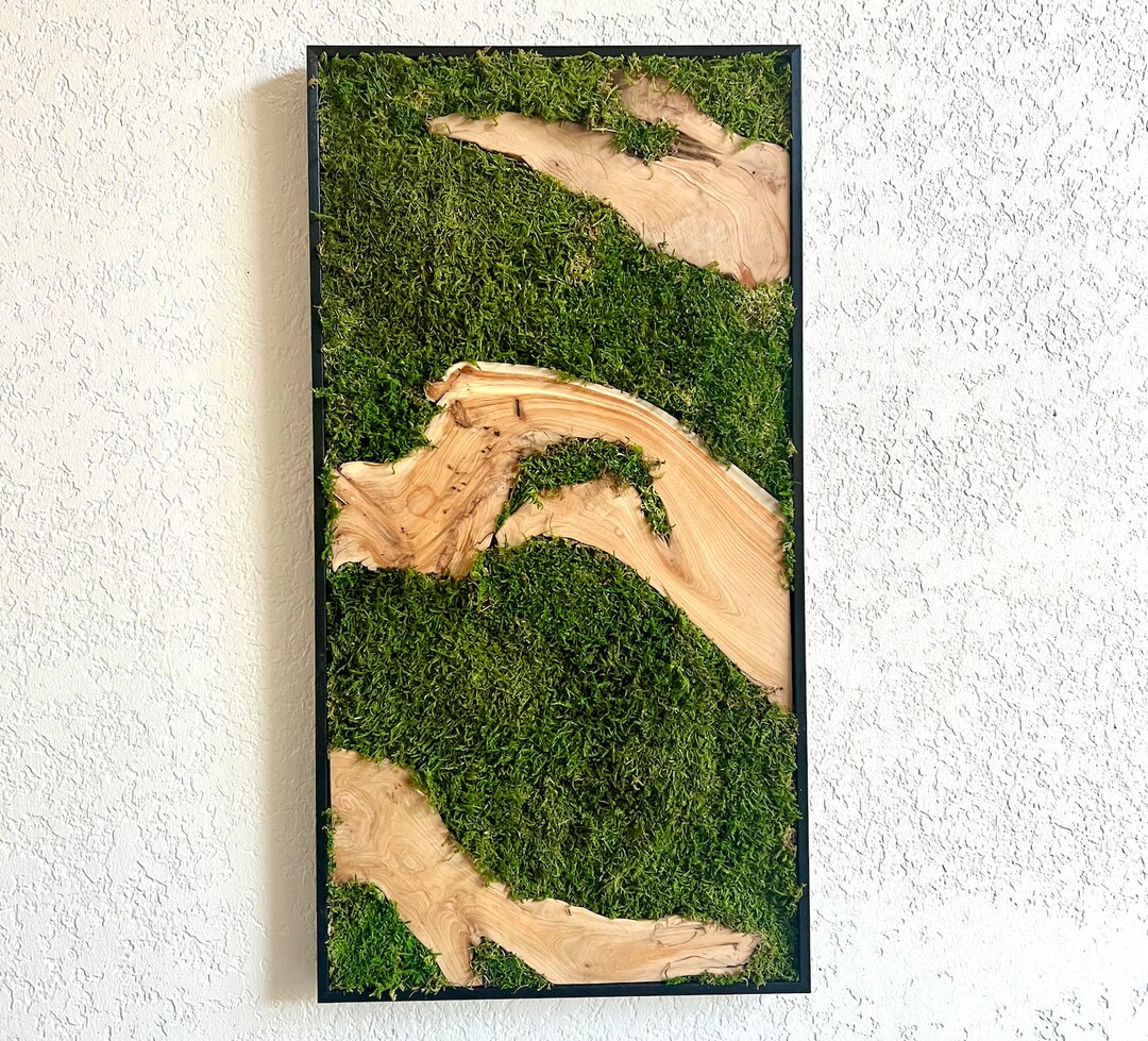 30 * 17” Preserved Moss Wall Panel, Vertical Biophilic Artwork, Live ...