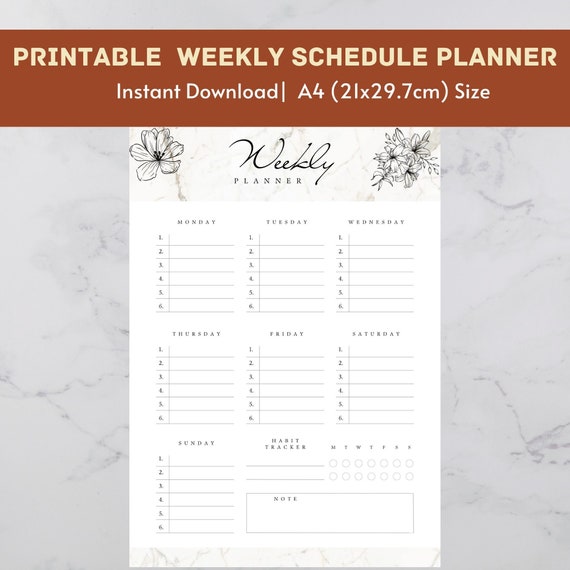 Weekly Planner Printable to Do List Digital Downloada4 - Etsy