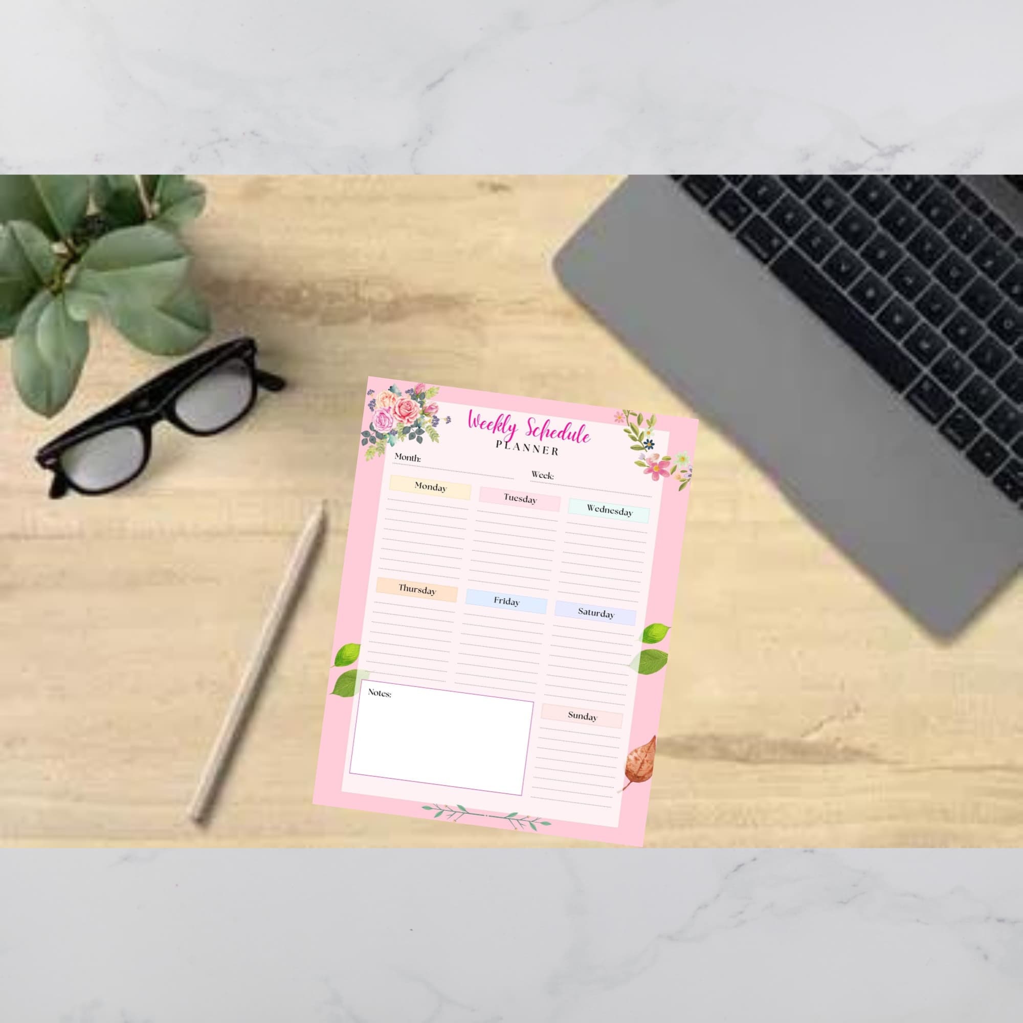 Printable Floral Weekly Schedule Planner to Do List, Instant Digital ...