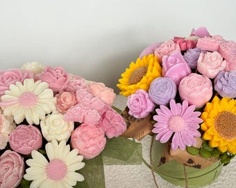 Wax Melt Flower Bouquets | Hand-Poured Soy Wax Petals | Gift Ready | Japanese Honeysuckle, Vanilla Caramel & More