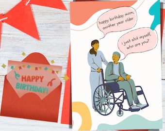 Mom "Pooped Her Pants" birthday card, funny birthday card, from daughter, to mom, funny gift for mom, instant download, print at home