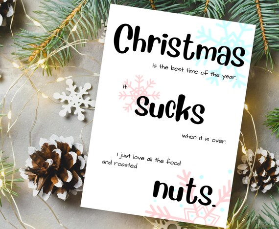 Funny Christmas Card, Digital Card, Christmas Sucks Nuts, Card From Family,  Funny Holiday Card, Printable Card - Etsy