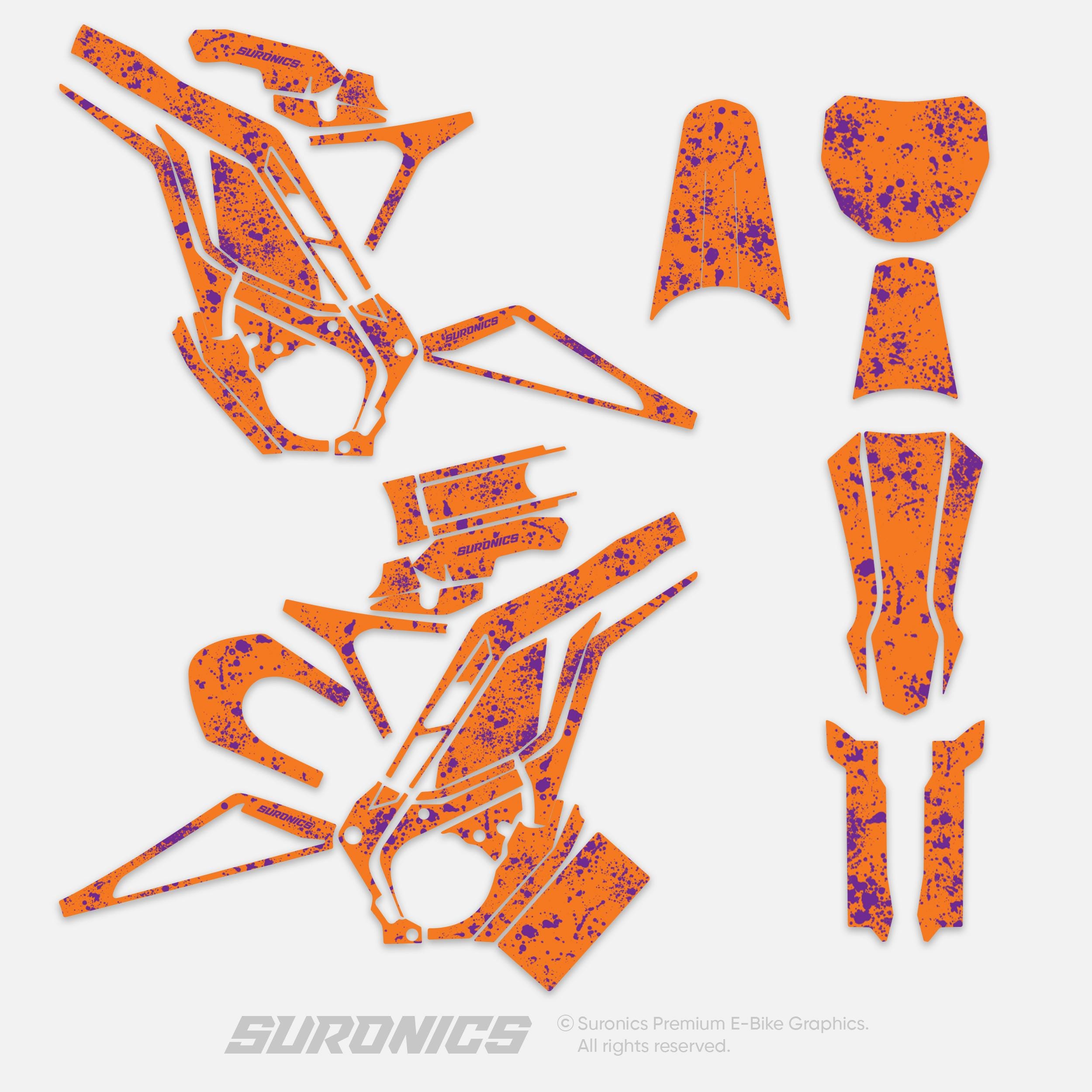 E Ride Pro SS SR Graphics Kit SPLATTER Orangepurple Decals Stickers Kit ...