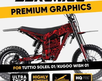Tuttio Soleil 01 Graphics Kit RACE ART Black Red Wrap Decals for Kugoo Wish 01