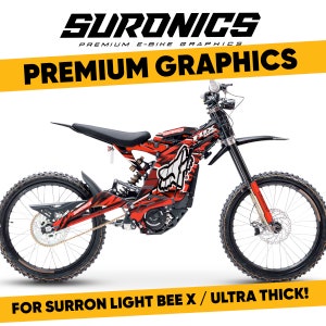 Sur-ron light bee graphics kit FOX WILD Black Red by Suronics Graphics kit for Surron LightBee X, Segway X260 Decals vynil wrap stickers
