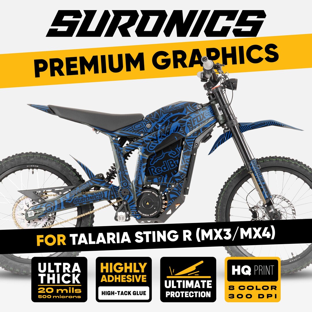 Talaria Sting MX3 MX4 Graphics Kit RACE ART Black Blue Decals Vinyl ...