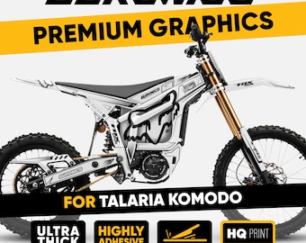 Kit de gráficos Talaria Komodo FOX RACER, calcomanías de vinilo blancas y negras, kit de pegatinas