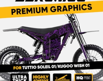 Tuttio Soleil 01 Graphics Kit RACE ART Black Purple Wrap Decals for Kugoo Wish 01
