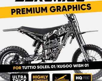 Tuttio Soleil 01 Graphics Kit RACE ART Black White Wrap Decals for Kugoo Wish 01