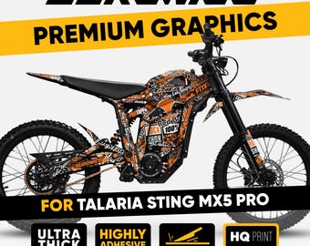 TALARIA Sting MX5 Pro Graphics kit STICKY Black Orange Decals Wrap Stickers
