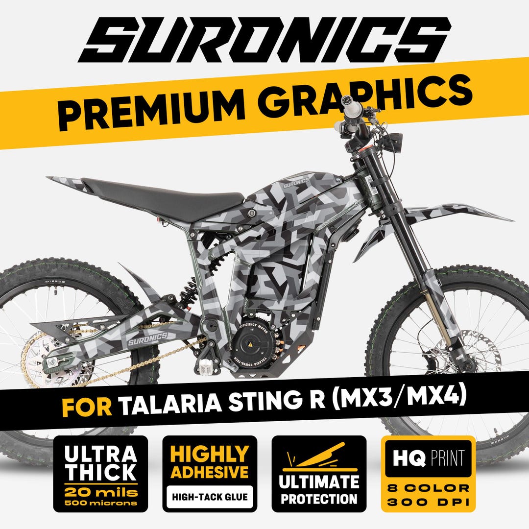Talaria Sting MX3 MX4 Graphics Kit CAMOX Grey Decal Vinyl Wrap Sticker ...