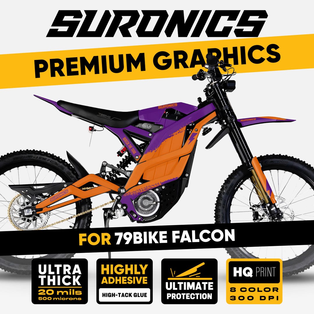 79bike Falcon Pro GT M Graphics Kit HALF Purple Orange Decals Vinyl ...