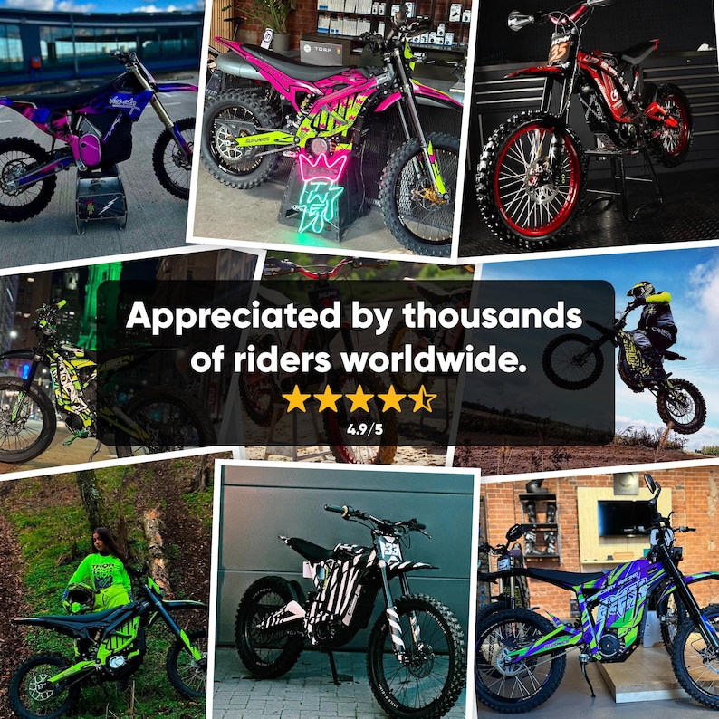 Counterflowing Rider Graphics Surron Light Bee X Graphics Kit RACE ART Black Purple Decals Stickers ...