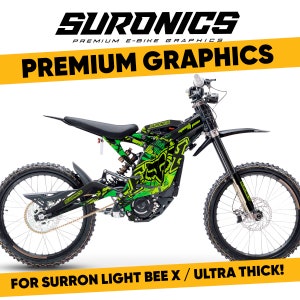 Suronics FOX SPEED RIDER Black & Green Graphics kit for Surron LightBee X, Segway X160 / X260, decal vynil wrap sticker