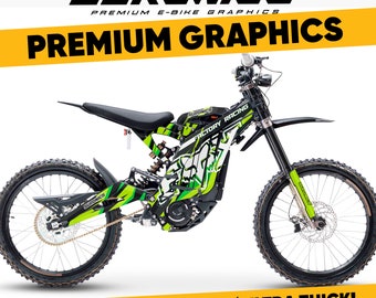 Sur-ron light bee graphics kit FOX FACTORY RACING Black & Green Graphics kit for Surron LightBee X, Segway X260 Decals vynil wrap stickers