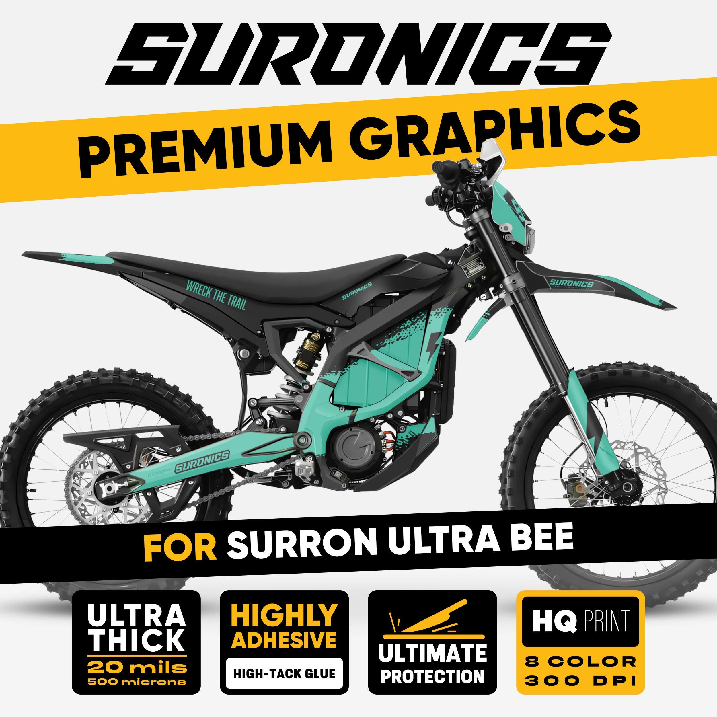 Surron Ultra Bee Graphics Kit HALF Black Mint Decals vinyl wrap sticker kit