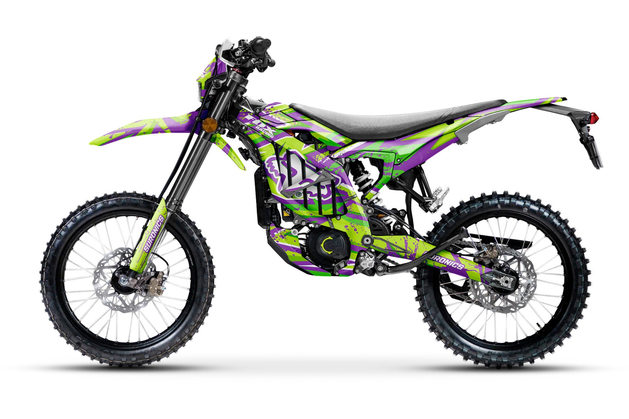 Surron Ultra Bee Graphics - Suronics FOX Wild Purple Green Graphics Kit ...