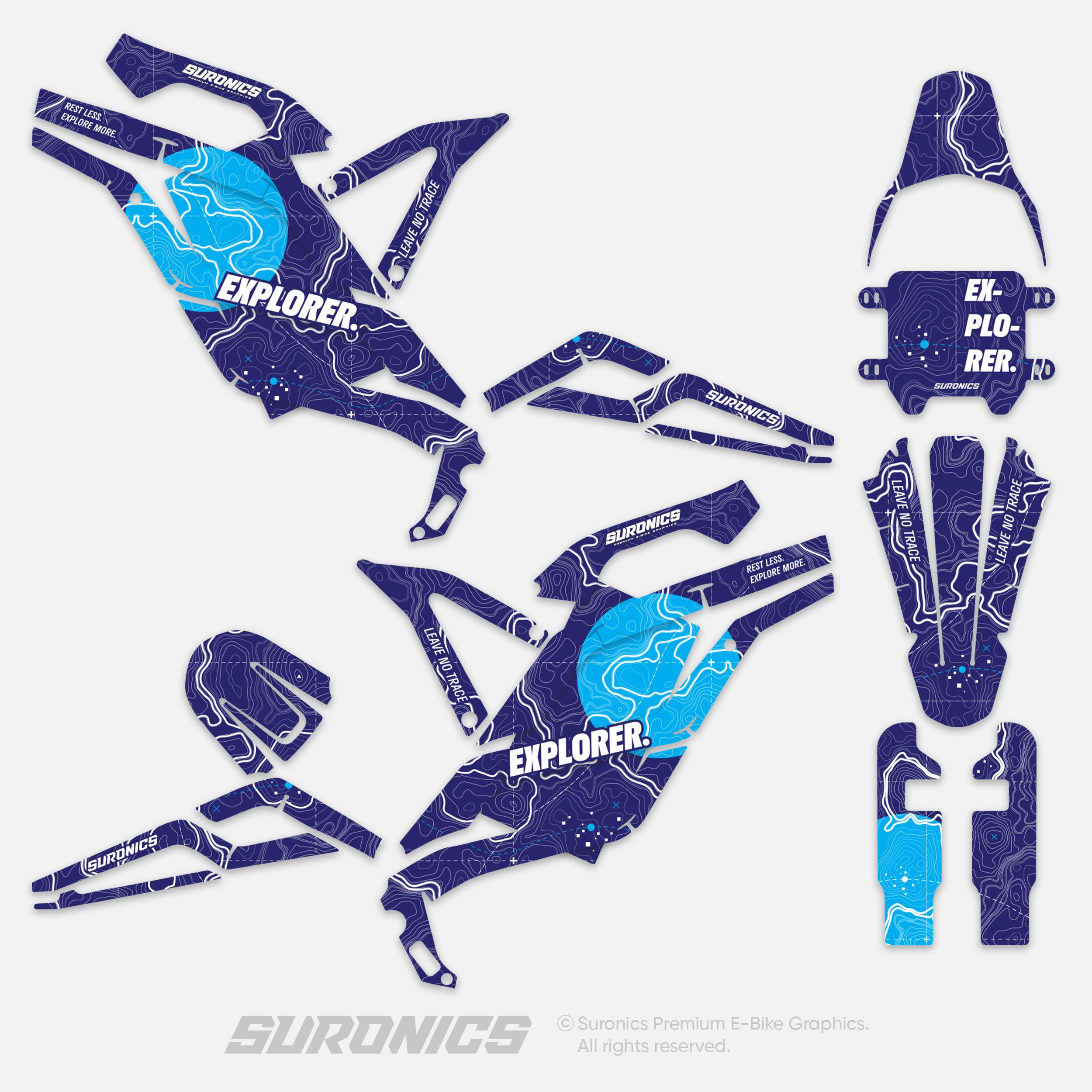 79bike Falcon Pro GT M Graphics Kit EXPLORER Navy Cyan Decals Vinyl ...