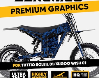 Tuttio Soleil 01 Graphics Kit RACE ART Black Blue Decals Wrap Stickers Kugoo Wish 01