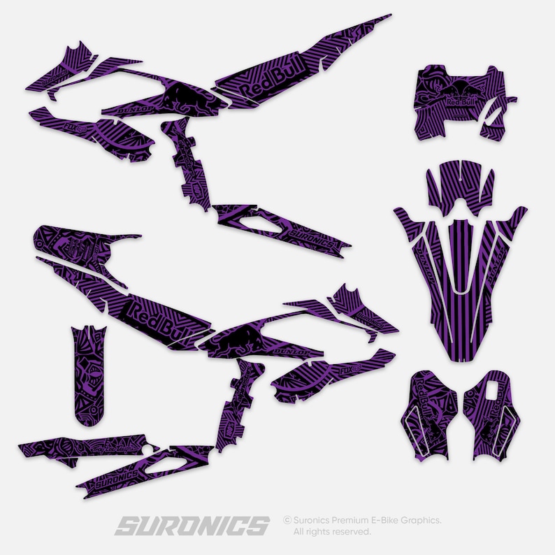 Hyper Bee Sticker Kit SurRon Hyper Bee Graphics Kit RACE ART Zwart Paars Decals Vinyl Wrap ...