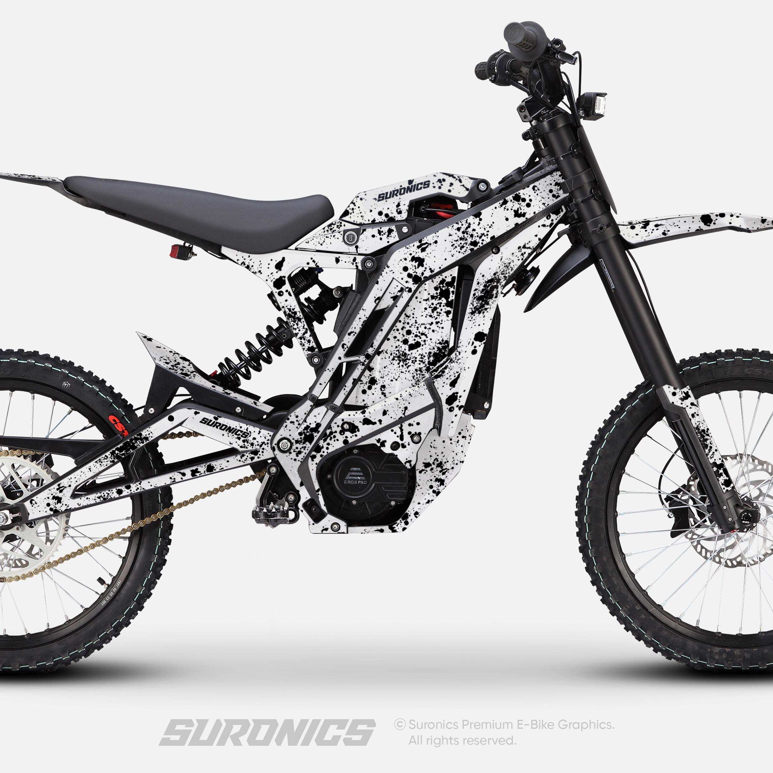 E Ride Pro SS SR Graphics Kit SPLATTER White Black Decals Stickers Kit ...