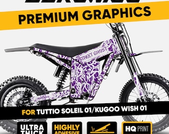 Tuttio Soleil 01 Graphics Kit STREET GHOST Purple White Wrap Decals for Kugoo Wish 01