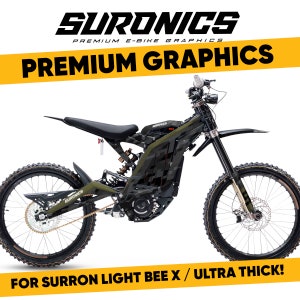 Kit grafica Sur-ron light bee OLIVO Kit grafica per Surron LightBee X, Segway X260 Decalcomanie adesive di Suronics camo Olive camouflage