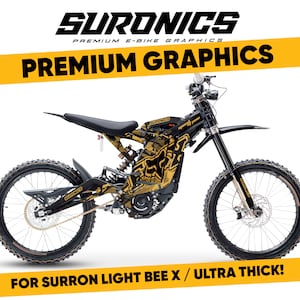 Suronics FOX SPEED RIDER Black & Gold Grafik-Kit für Surron LightBee X, Segway X160 / X260, Aufkleber