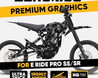 E Ride Pro SS SR Graphics kit SPLATTER Black White Decals Stickers Kit