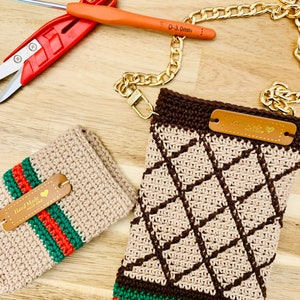 Crossbody feito à mão para celular em crochê com bolso para cartão, mini bolsa para celular, mini bolsa luxuosa