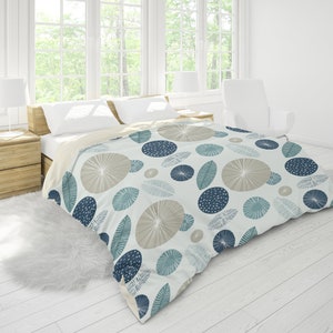 Abstract blue circles, Microfiber Duvet Cover