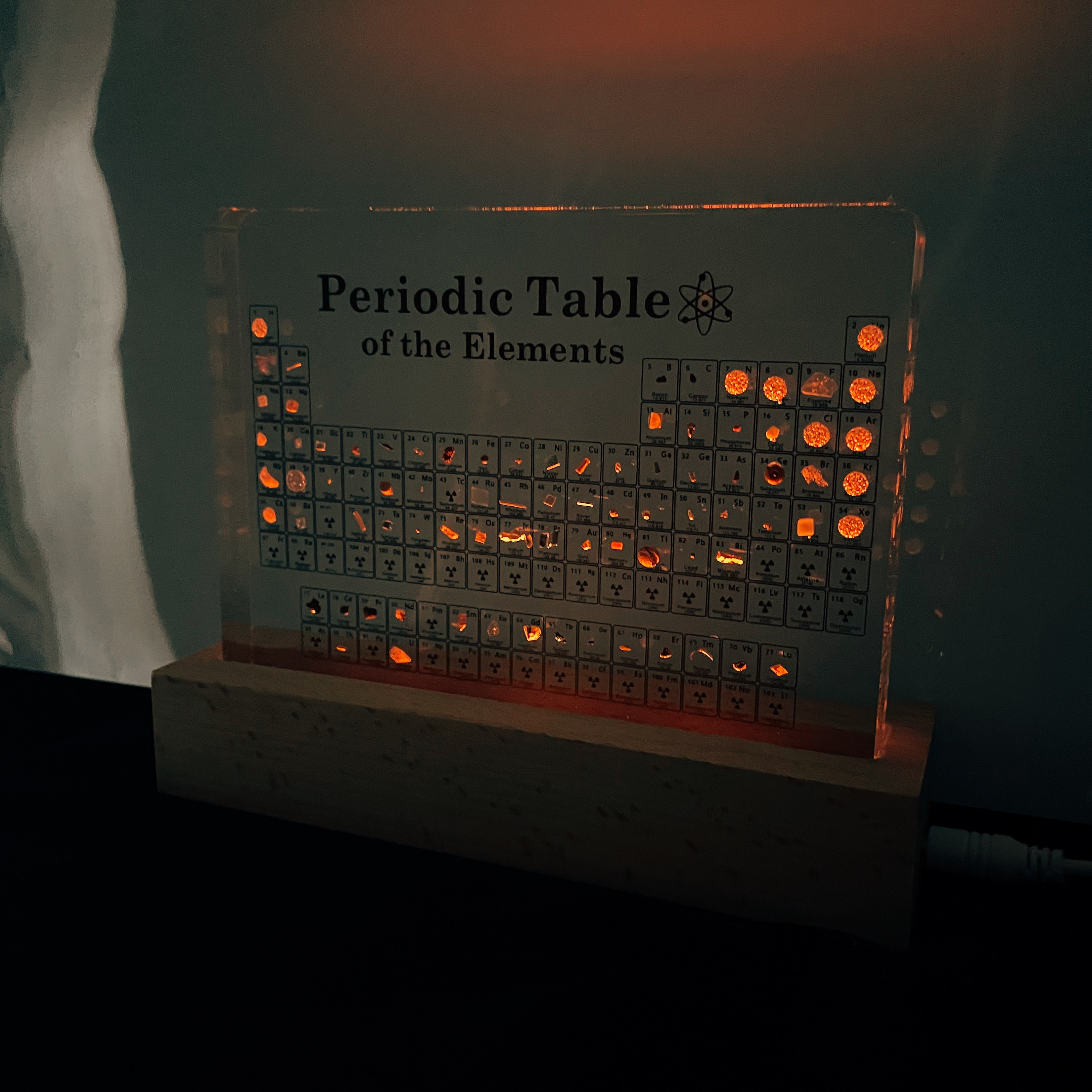 Periodic Table With Real Elements LED Night Light Table Lamp Etsy UK